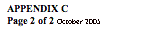 Text Box: APPENDIX C
Page 2 of 2 October 2005