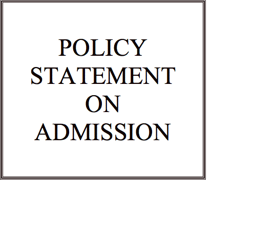 Text Box: POLICY STATEMENTONADMISSION